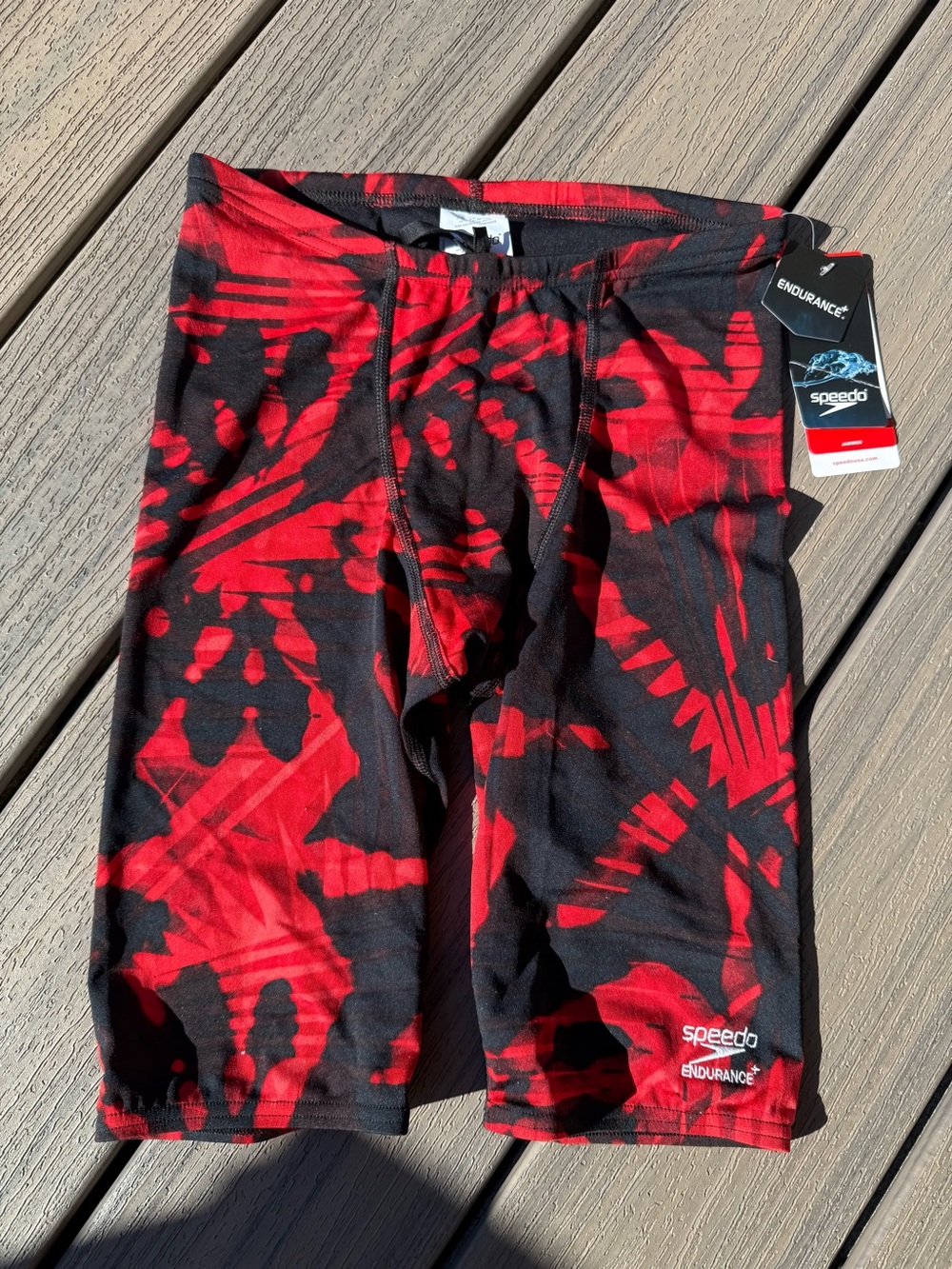 Speedo Red and Black Endurance+ Men's Jammer sz 30